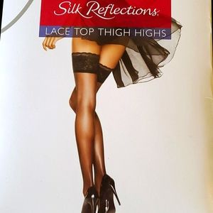 NWT Silky sheer lace top thigh highs sheer toe
